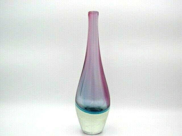 Luigi Onesto Murano Sommerso Latticino Art Glass Vase  Heavy photo Home Decor