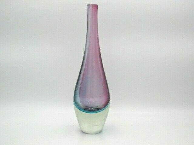 Luigi Onesto Murano Sommerso Latticino Art Glass Vase  Heavy photo 330.0
