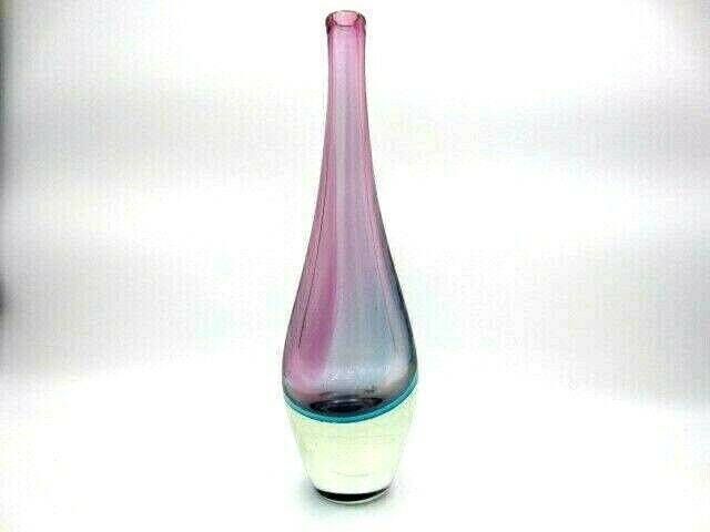 Luigi Onesto Murano Sommerso Latticino Art Glass Vase  Heavy photo buy