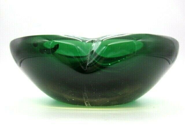Rare Xxl Poli Seguso Era Murano 1.6kg Art Glass Geode Bowl Sommerso Green And Amber photo vintage