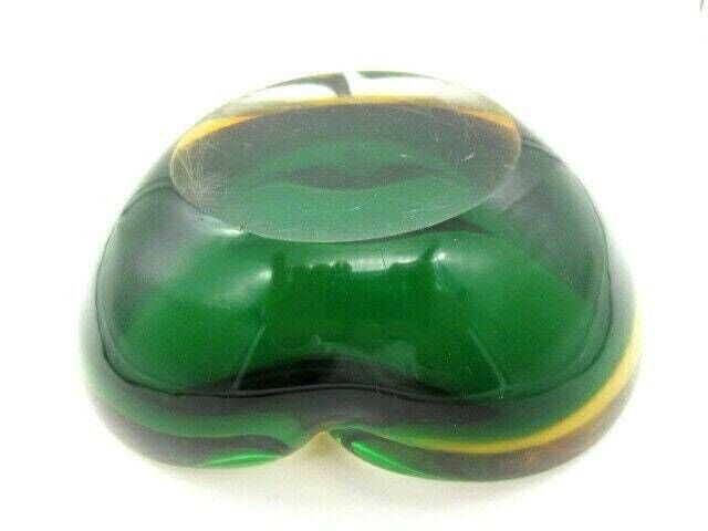 photo furniture Rare Xxl Poli Seguso Era Murano 1.6kg Art Glass Geode Bowl Sommerso Green And Amber