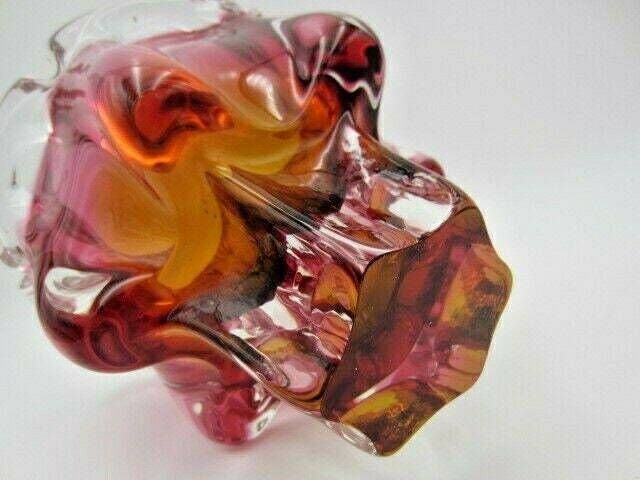 photo furniture Sommerso Chribska Xxl Organic Foot Round Pink And Amber Art Glass Centrepiece Bowl