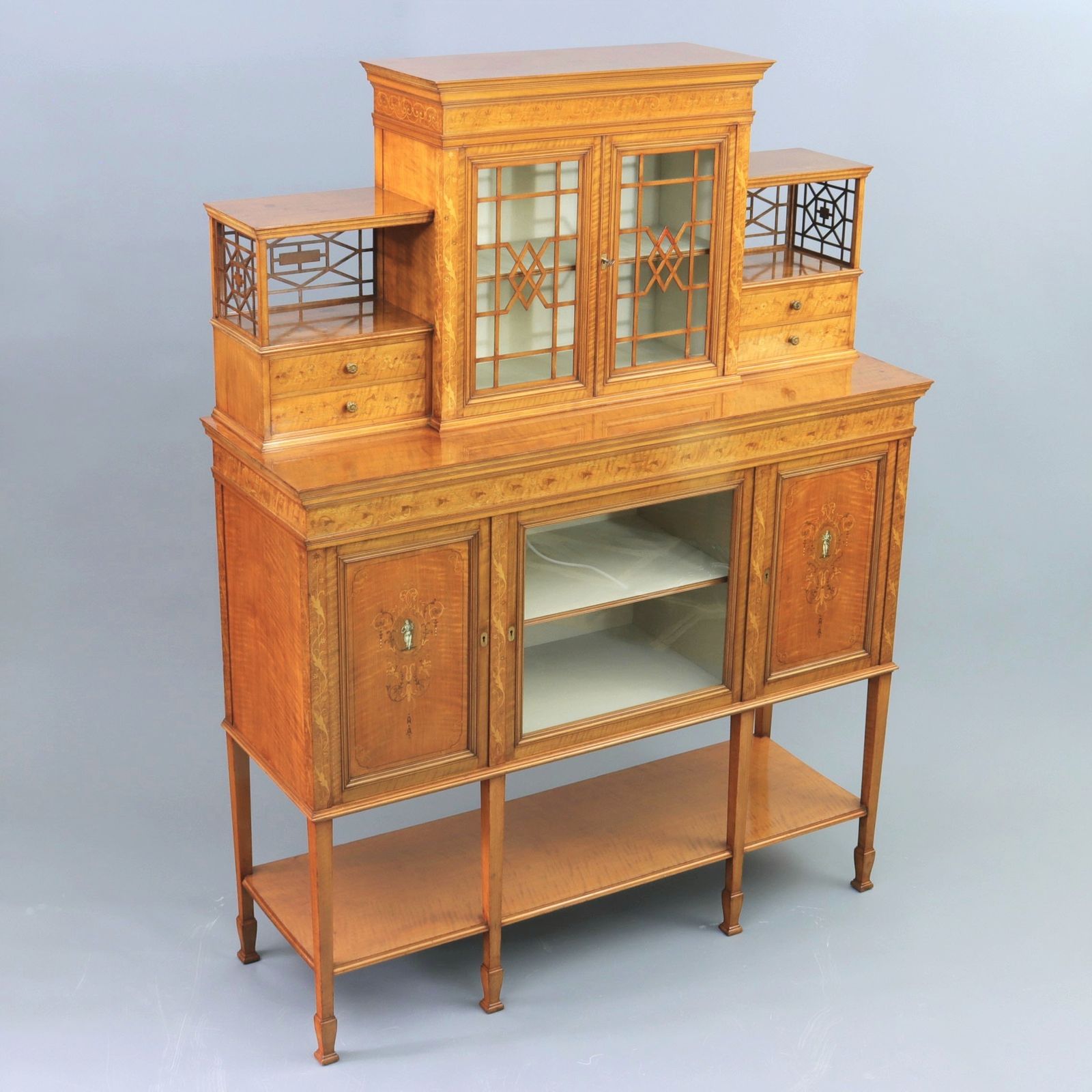 Fine Satinwood And Marquetry Display / Side Cabinet By Gillows Of London C1902 photo for sale