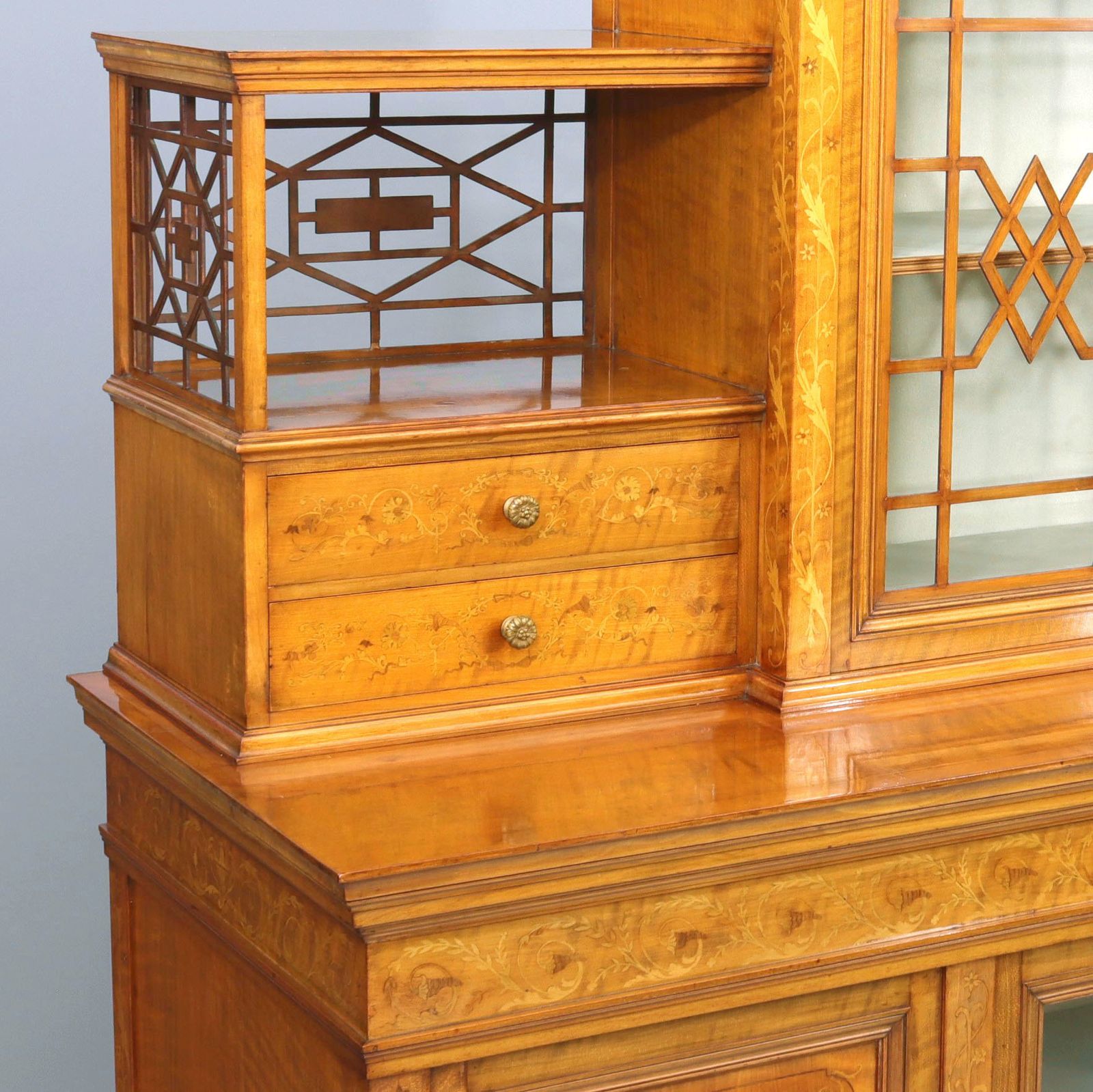 Fine Satinwood And Marquetry Display / Side Cabinet By Gillows Of London C1902 photo 6375.0