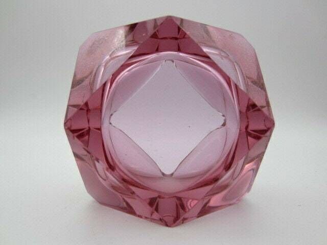 Murano Sommerso Space Age Pink Mandruzzato Geometric Glass Bowl photo vintage