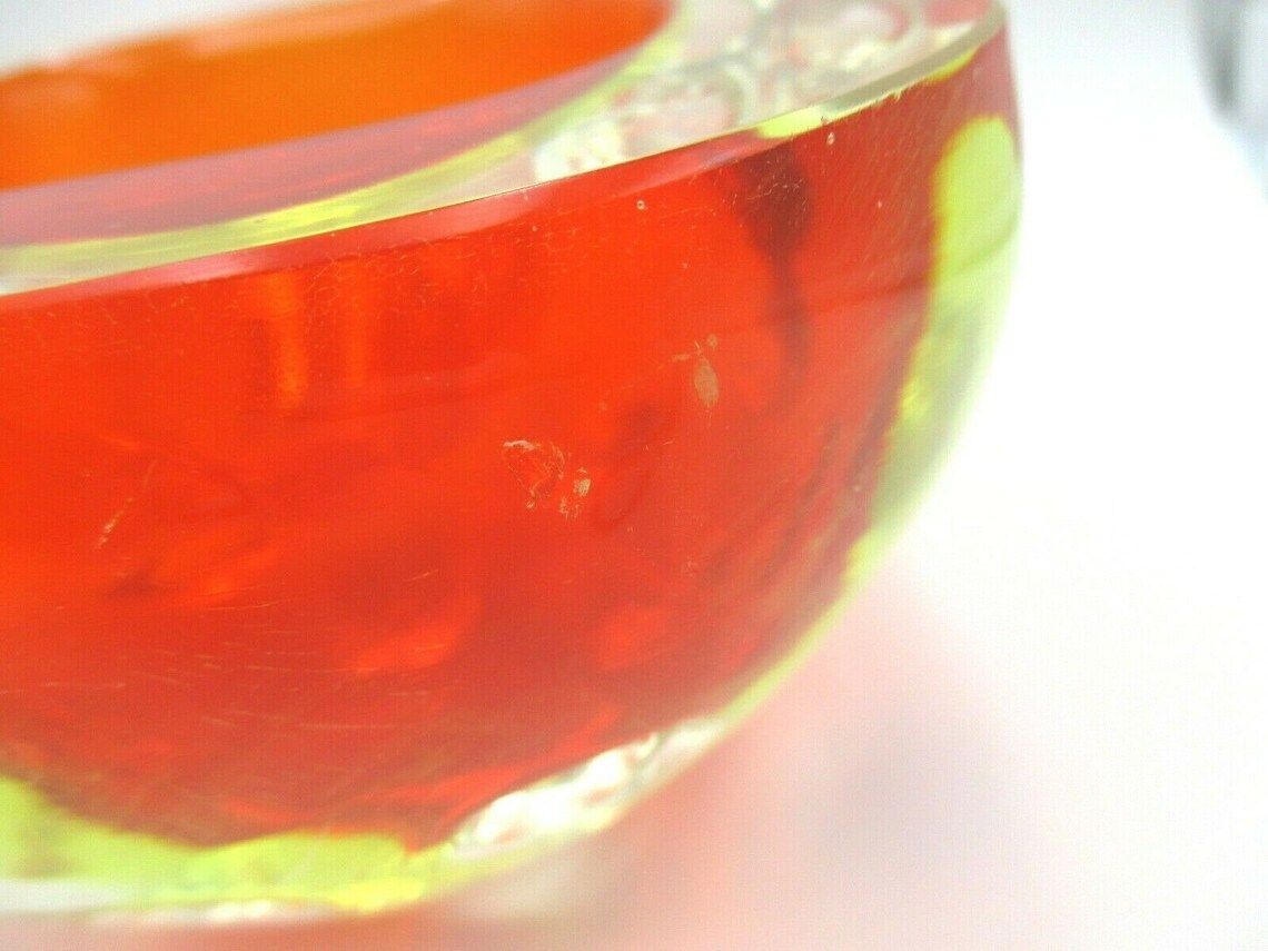 Red Yellow Green Murano Sommerso Dimpled Geode Glass Bowl Galliano Ferro Glows photo Home Decor