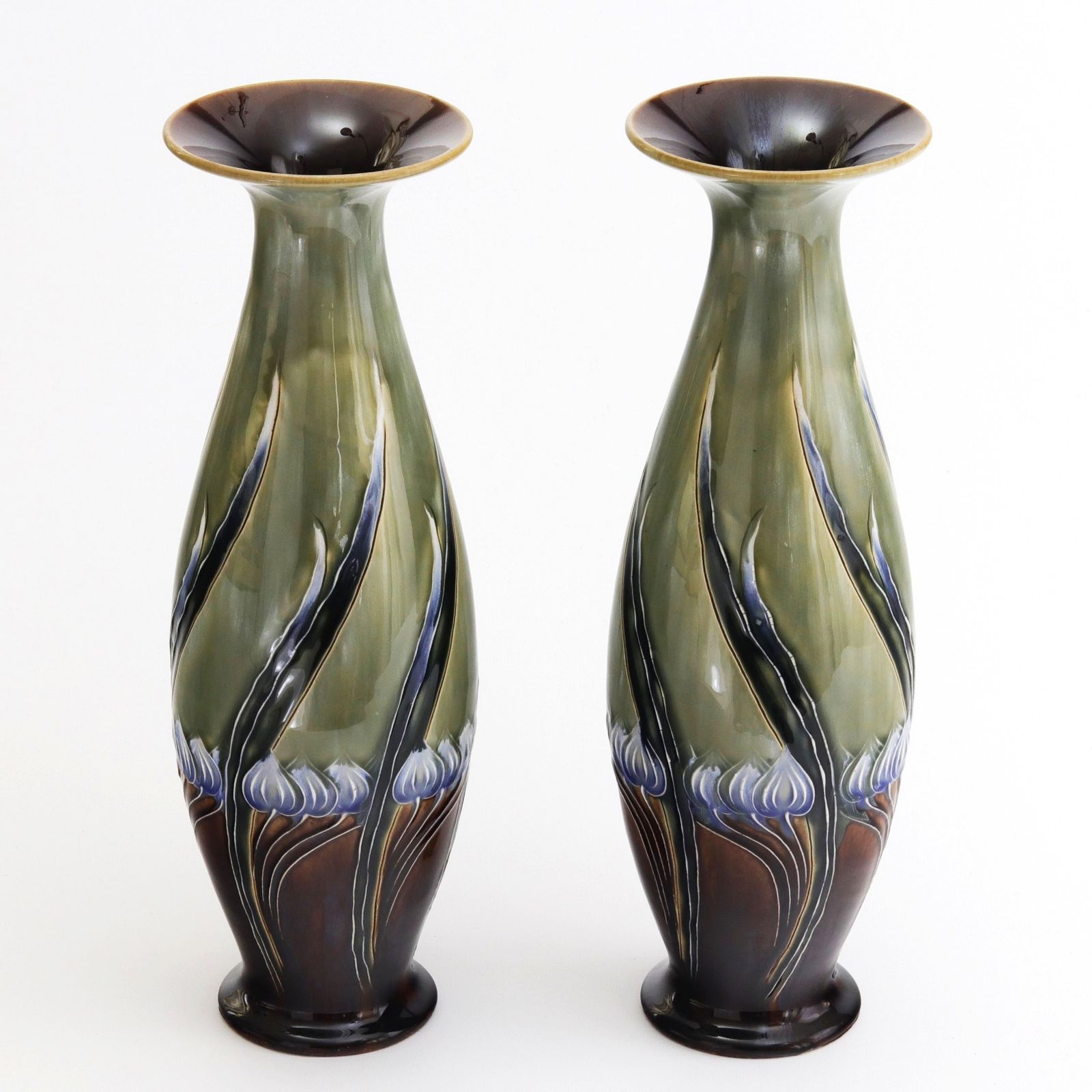 Tall Mirrored Pair Of Royal Doulton Secessionist Vases By Eliza Simmance C1903 photo buy