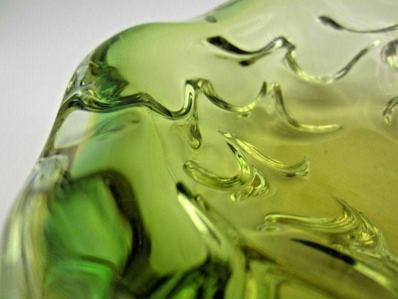 Archimede Seguso Yellow Green Jelly Mould Art Glass Sommerso Bowl Murano 1950s photo buy