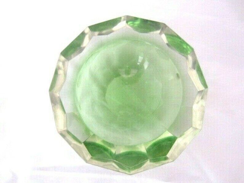 Murano Mandruzzato 25cm 6kg Green Sommerso Diamond Cut Art Glass Caviar Bowl Xxl photo buy