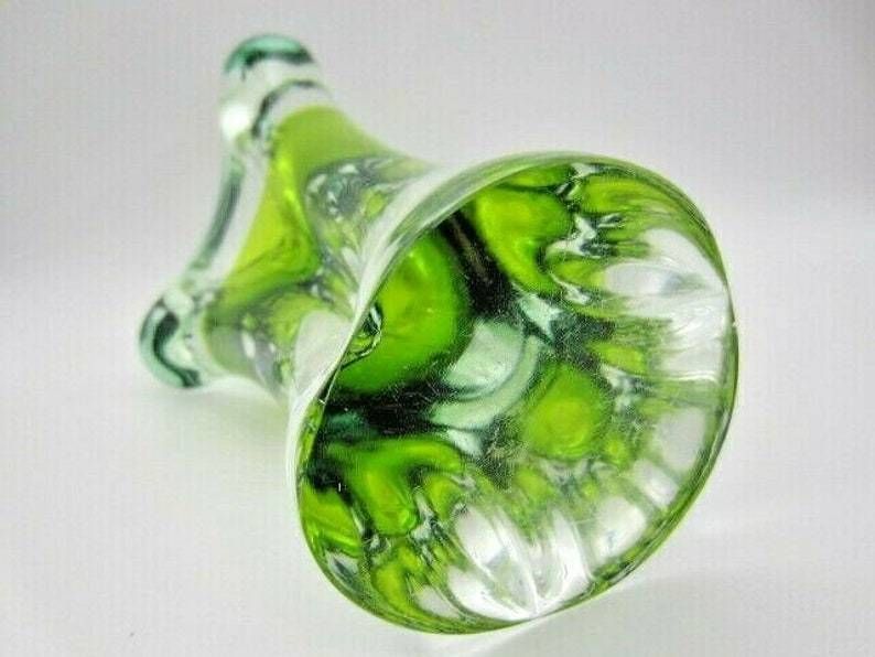 Sommerso Lime Green Ice Cream Cone Art Glass Vase  Sculpture Czech + Label photo vintage