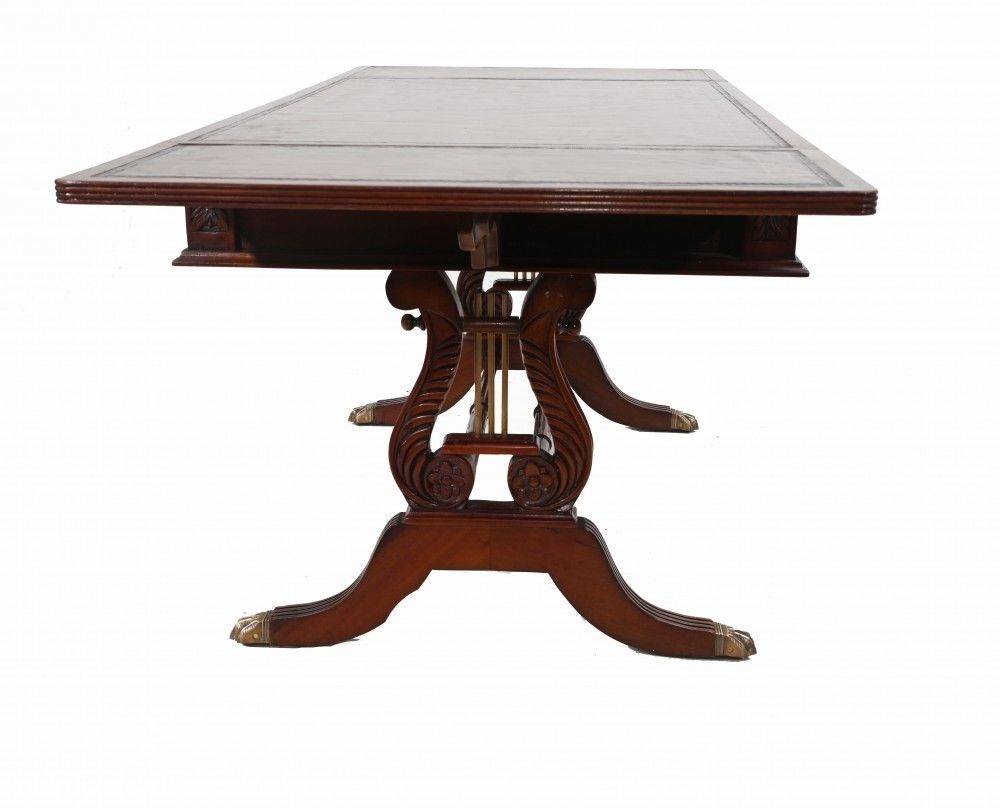 Regency Sofa Table Mahogany Leather Top photo vintage