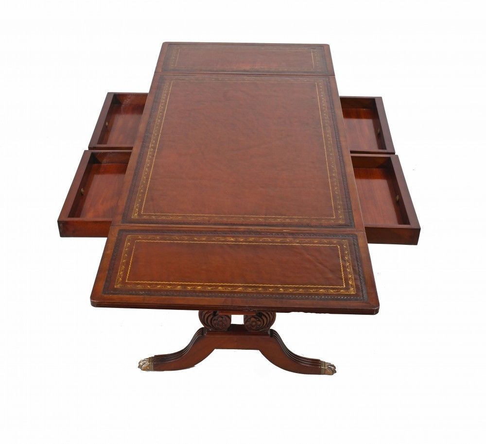 1450.0 Regency Sofa Table Mahogany Leather Top photo