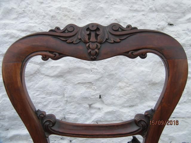 Set Six Carved Rosewood Balloon Back Dining Chairs photo Furniture