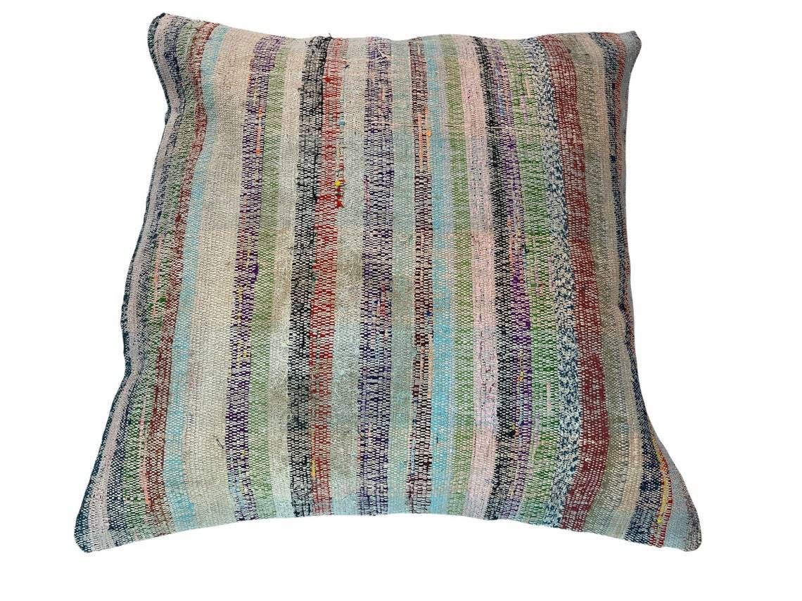 Tapis Kelim Kilim Pillow Cover ,Vintage Meditation Bench Kelim Teppich Boho Kilim photo vintage