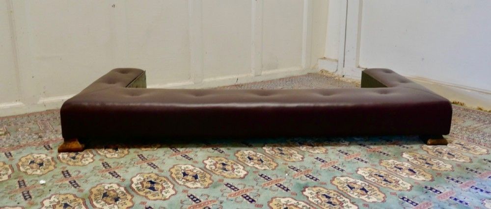 A Victorian Country House Leather Club Fender Hearth Seat photo for sale