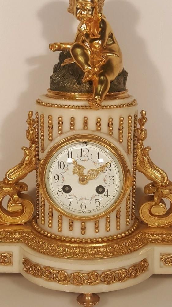French Marble Ormolu Mantel Clock, photo furniture