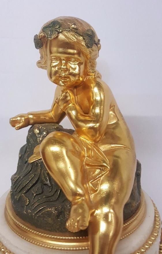 French Marble Ormolu Mantel Clock, photo for sale