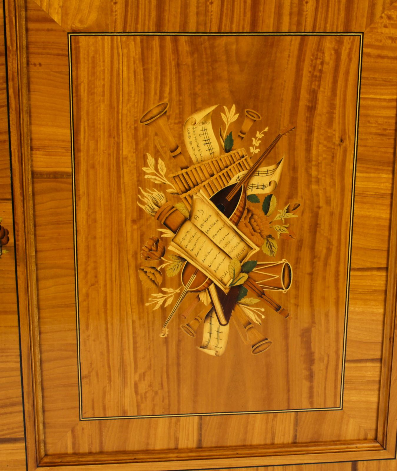 Bespoke Satinwood & Marquetry Inlaid Pier Side Cabinet photo 4250.0