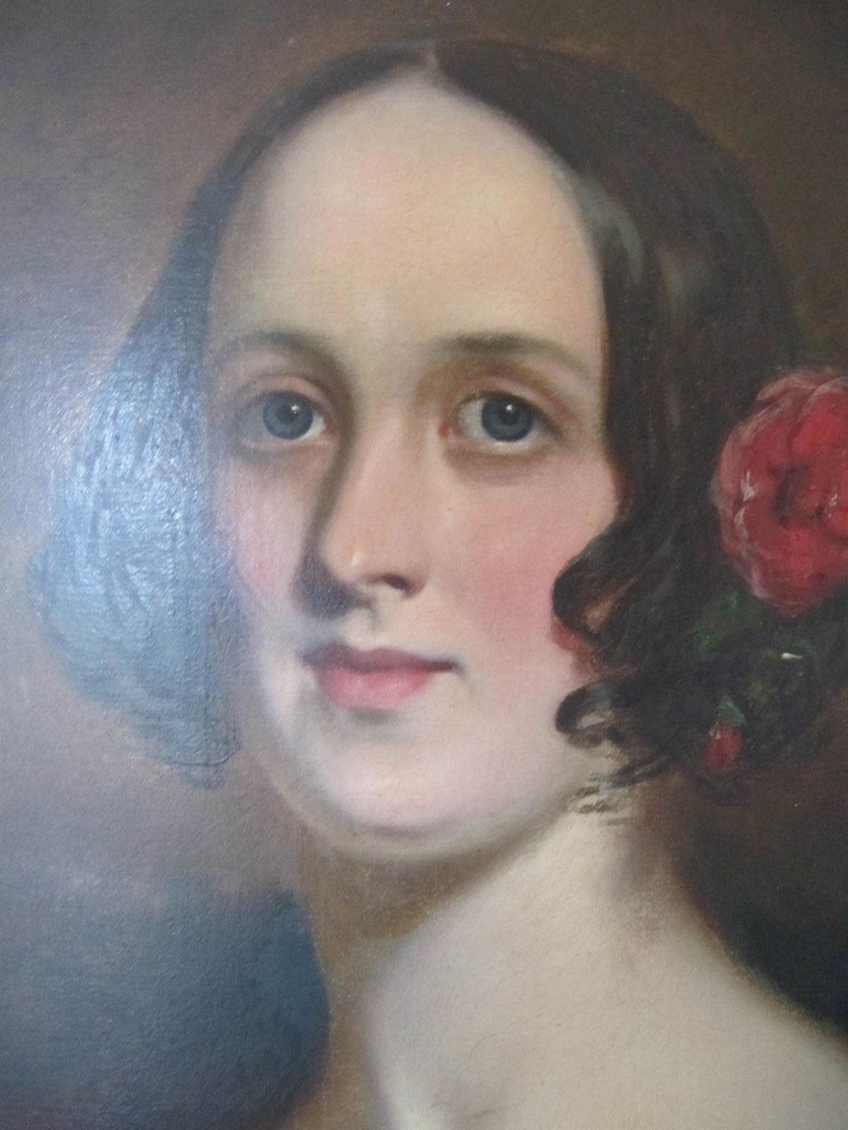 Huge 5ft Early 19th Century Portrait Of A Lady In Original Frame Old Master photo vinterior