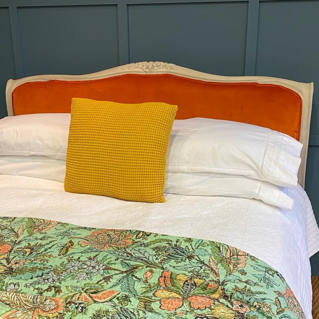 Double   Antique French Upholstered Bed photo furniture
