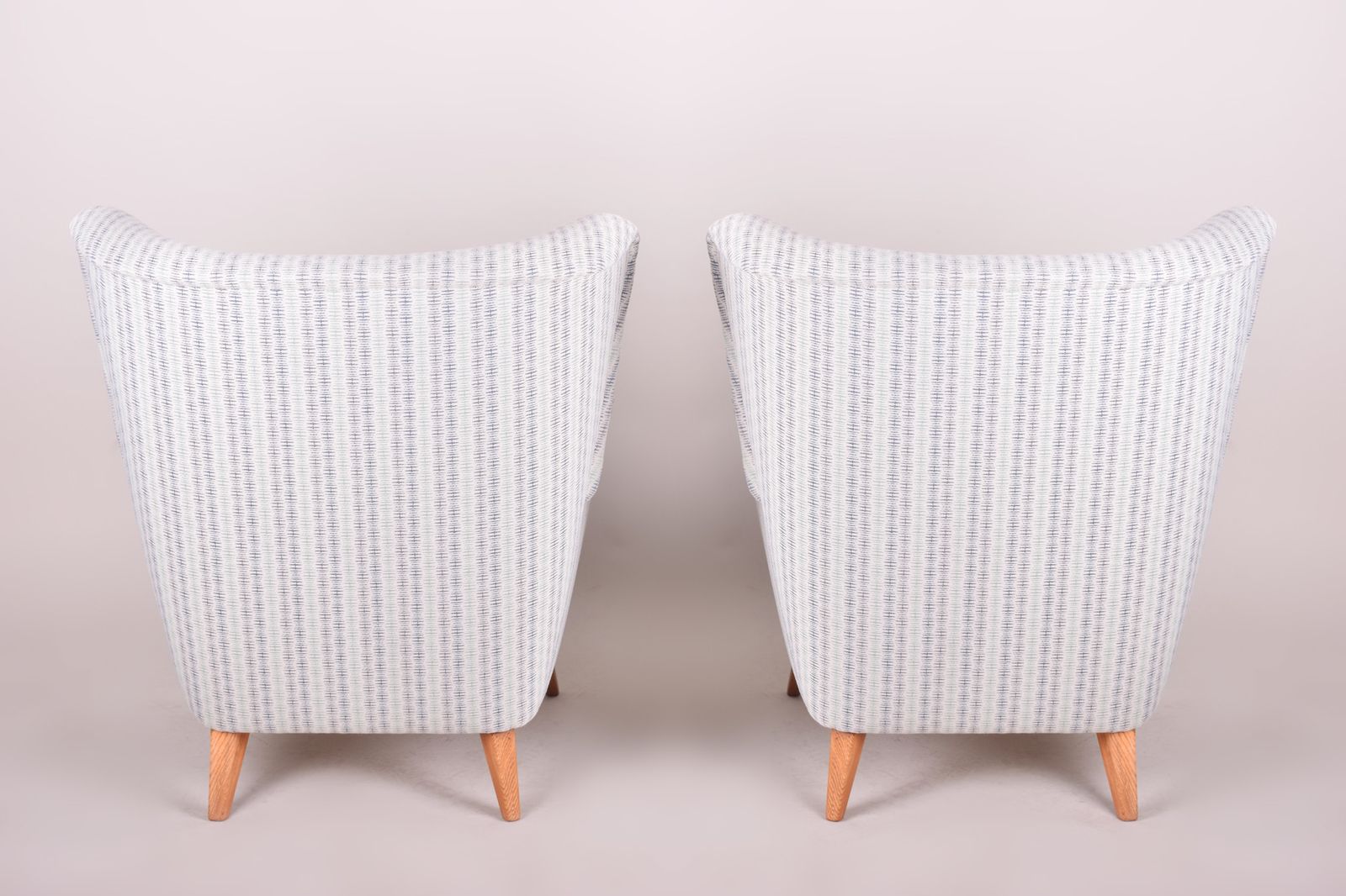 White Midcentury Armchairs, Made In 1950s Czechia And Fully Restored. Oak photo Furniture
