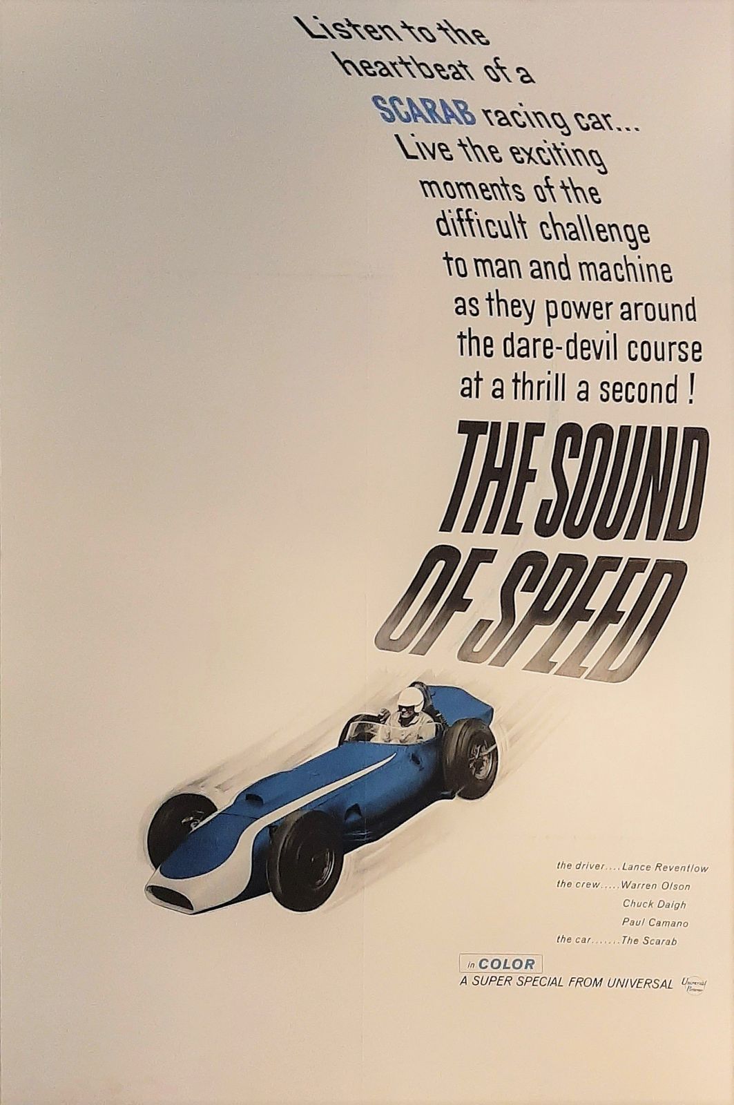 Sound Of Speed, Original Us Movie Poster 1962, Scarab  Lance Reventlow