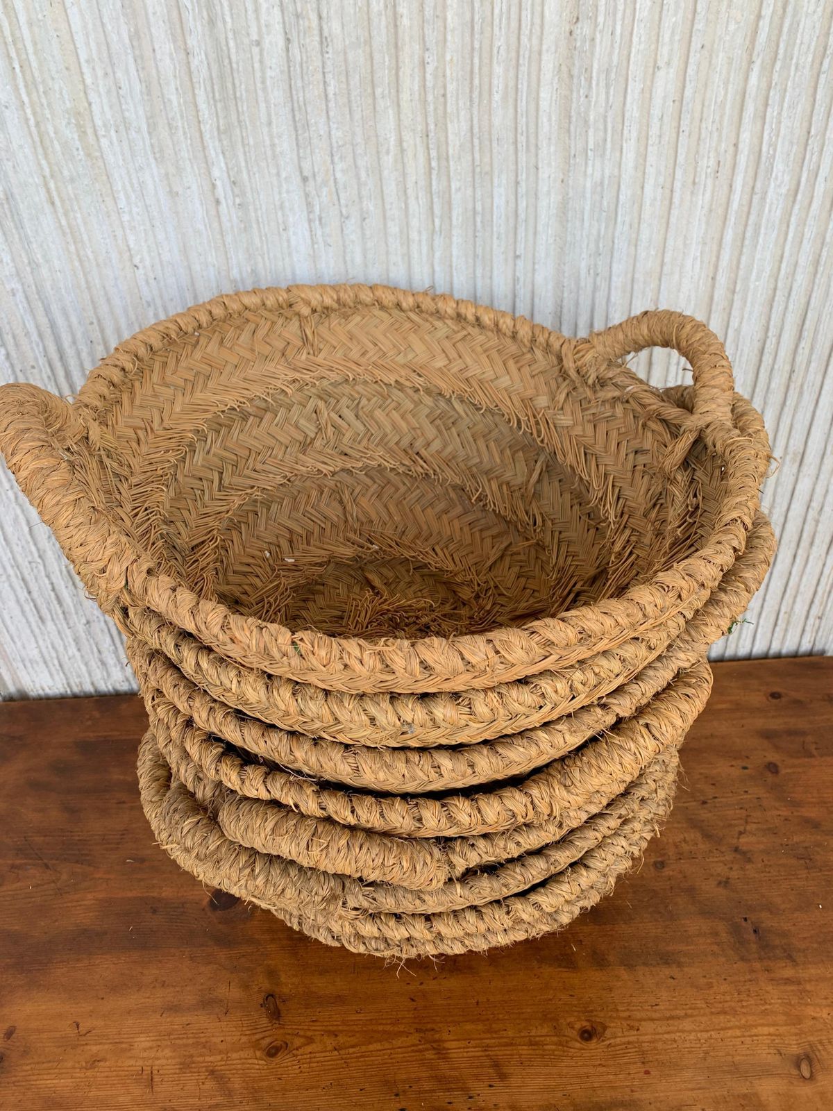 Set Of 8 Spanish Woven Wicker Olive Grape Harvest Basket photo buy
