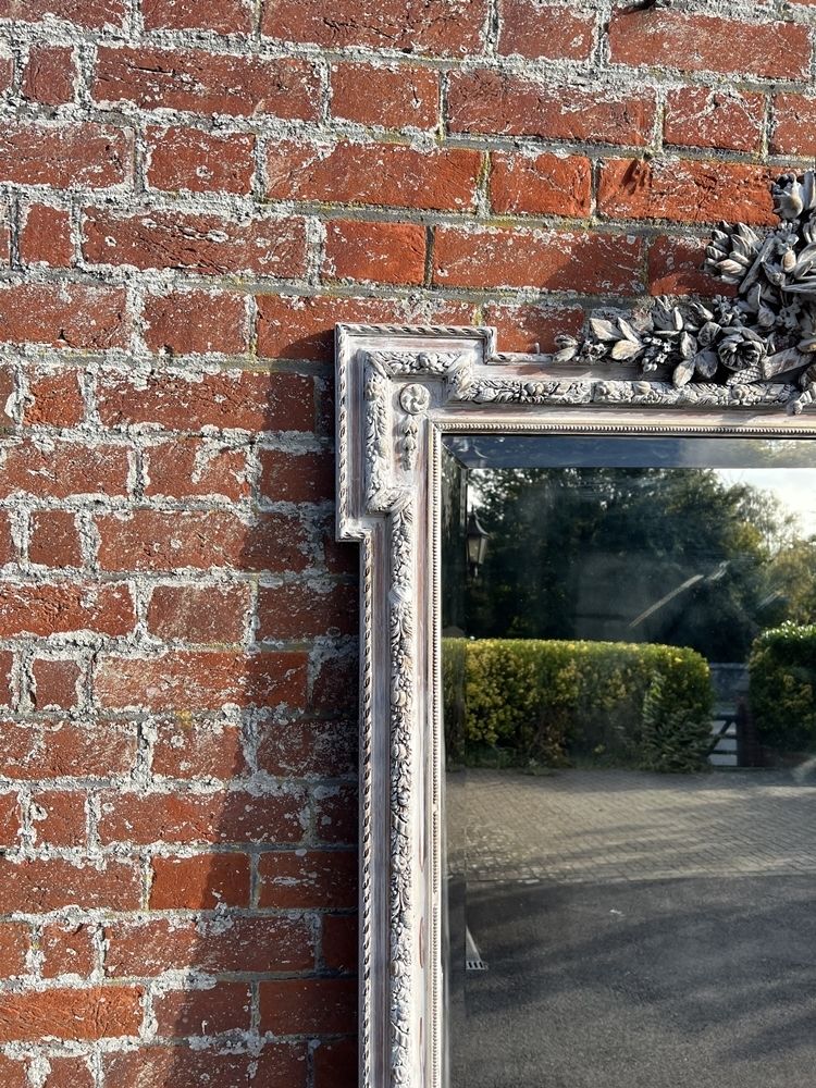 A Stunning Large Antique French 19th Century Carved Wood & Gesso Painted Mirror photo furniture
