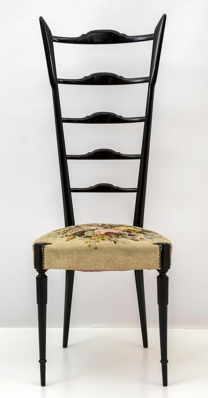 Pair Of Chiavari Gio Ponti Style Mid Century Modern Italian High Back Chairs 50s photo buy