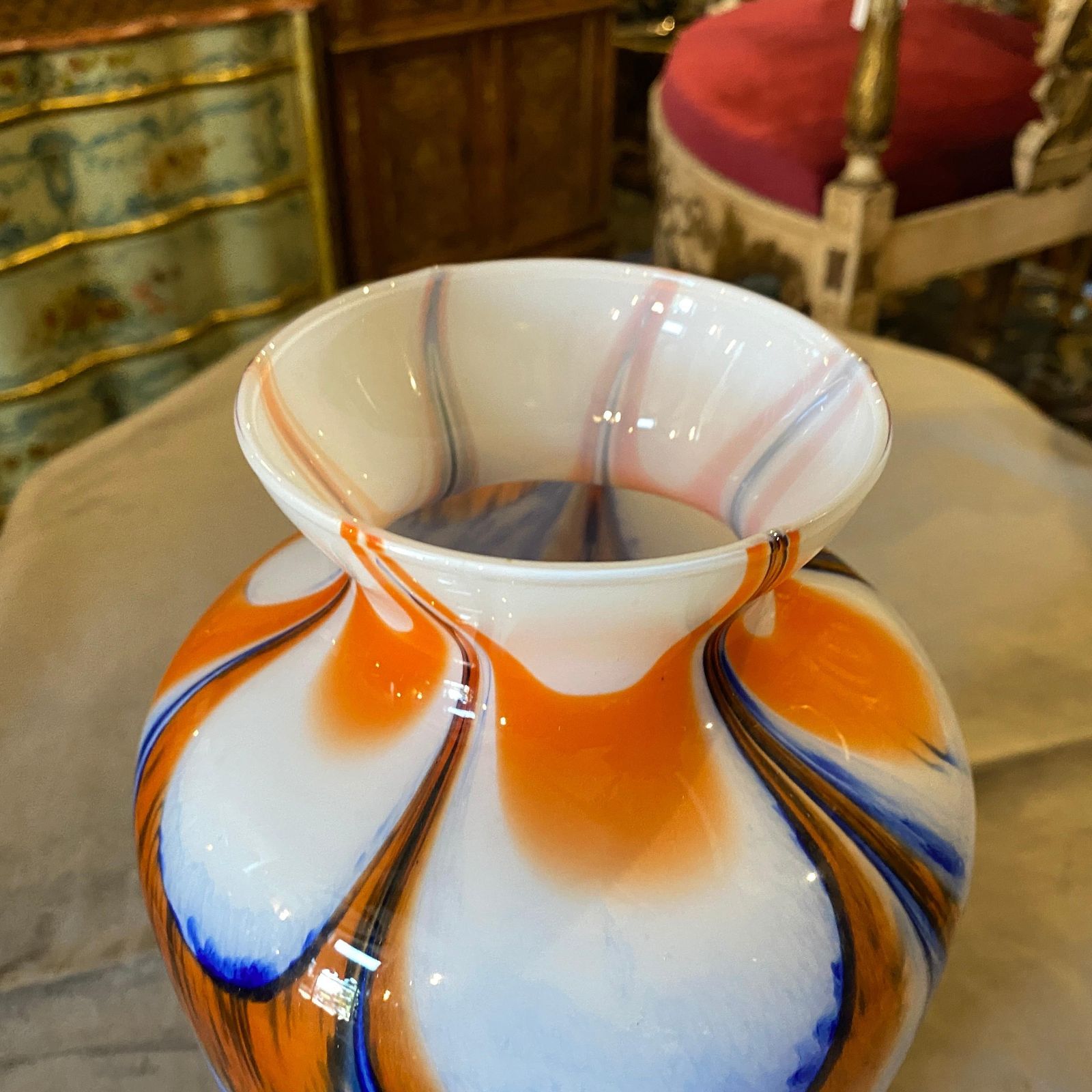 1970s Mid Century Modern Carlo Moretti Orange And Blue Murano Glass Vase photo Home Decor