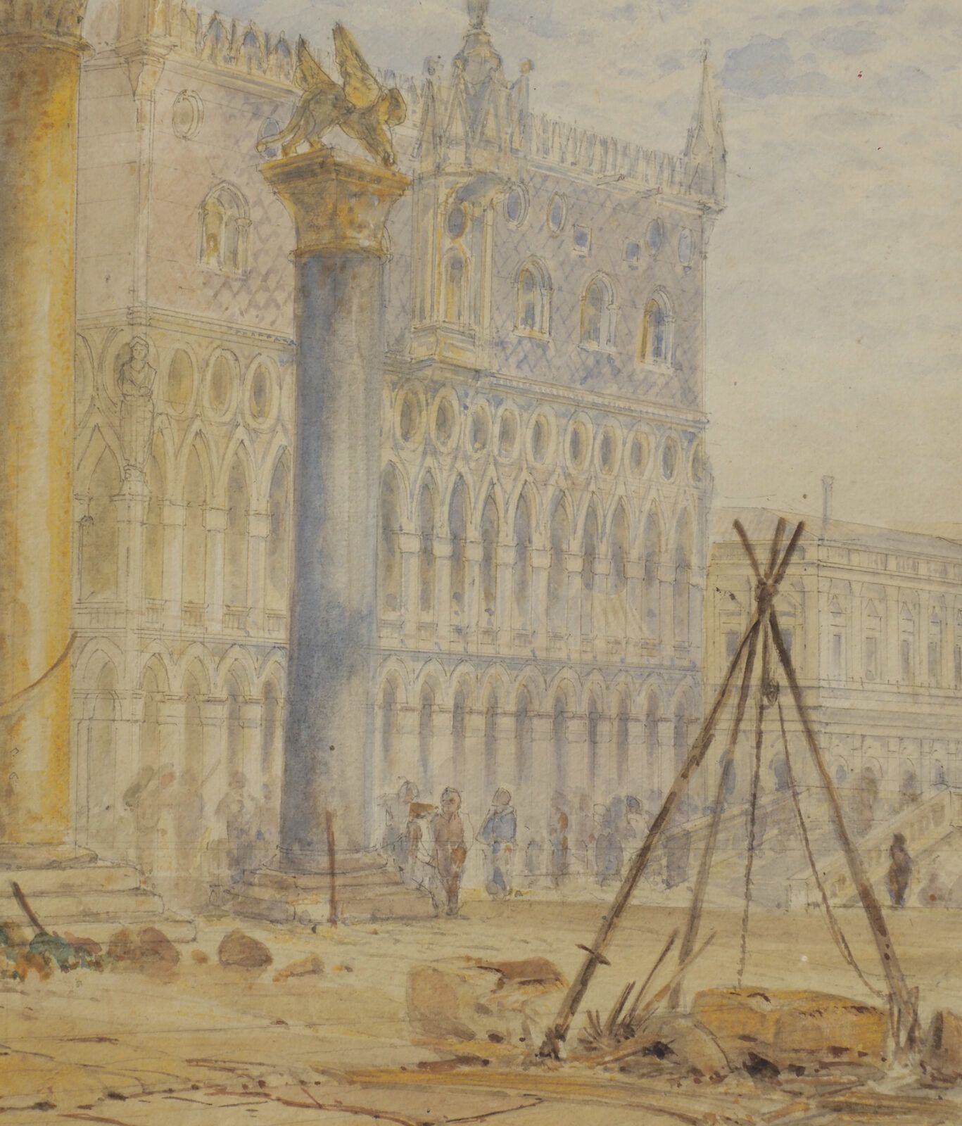 Artist Active In The 19th Century, Watercolor View Of Venice photo for sale