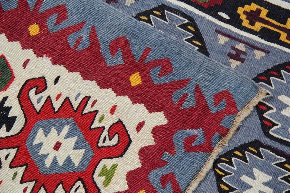 Antique Rug Serbian, Handmade Carpet Vintage Kilim Rug, Geometric Oriental Rug photo Textiles