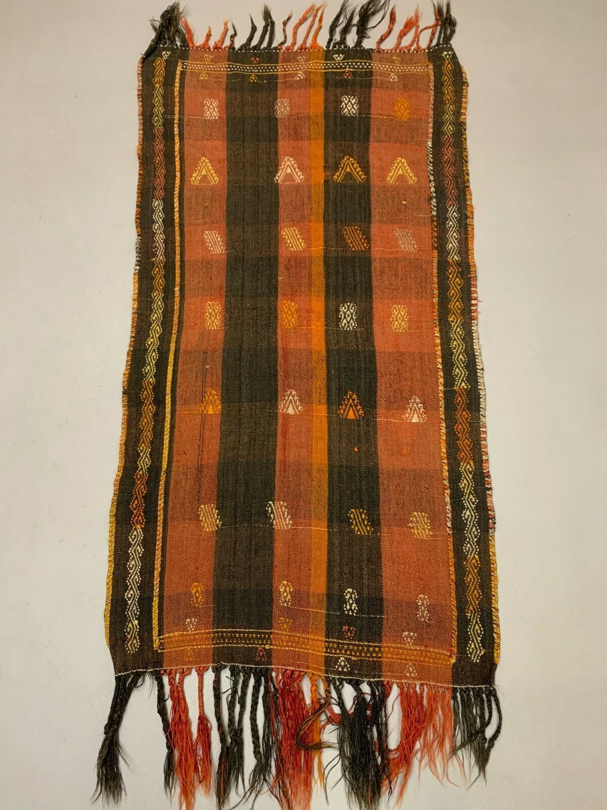 Old Turkish Kilim Runner 160x80 Cm, Shabby Chic, Vintage Kelim Brown Terracota