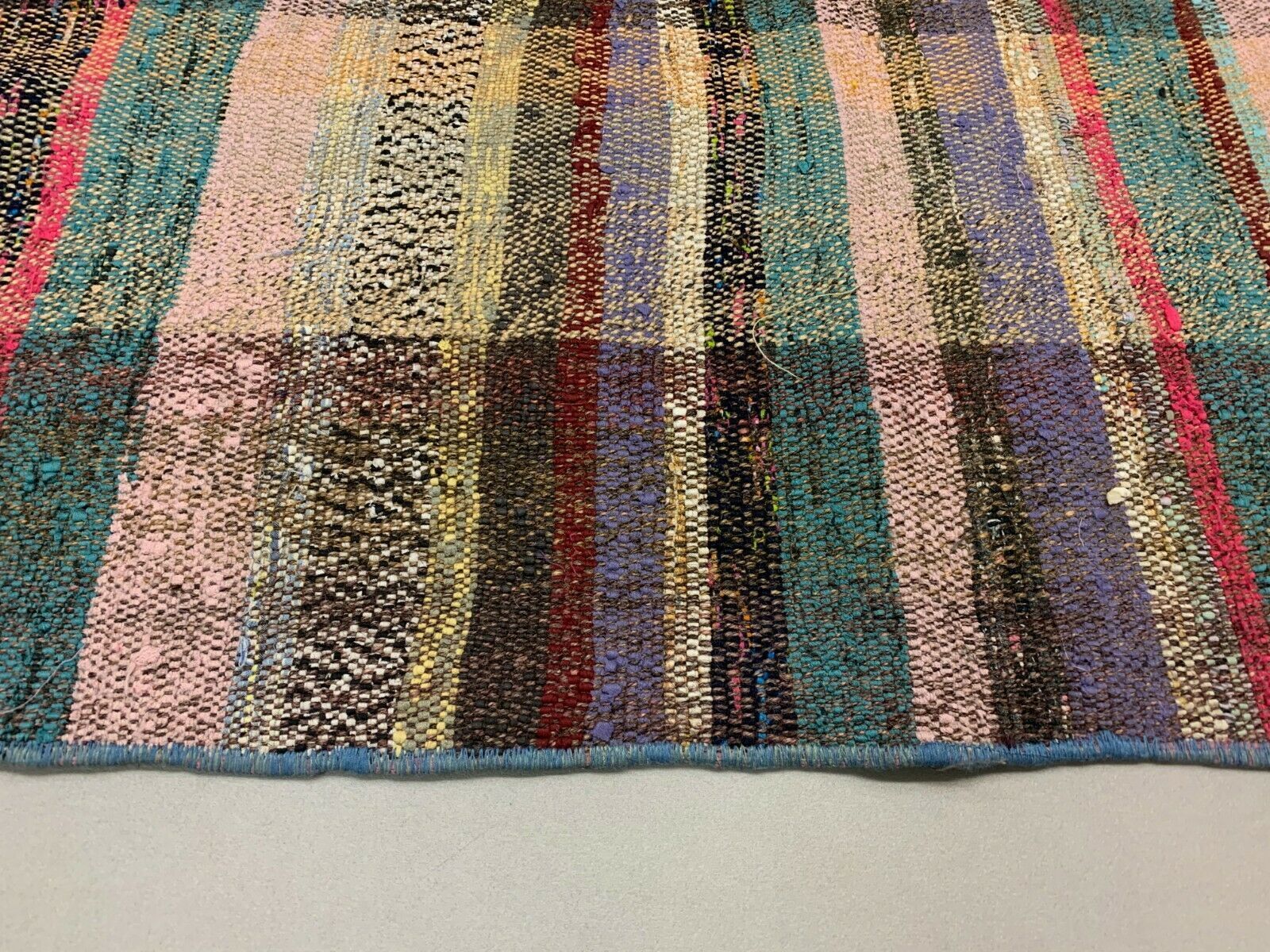 Old Turkish Narrow Kilim Runner 330x50 Cm, Shabby Chic, Vintage Kelim Pink Green photo Textiles