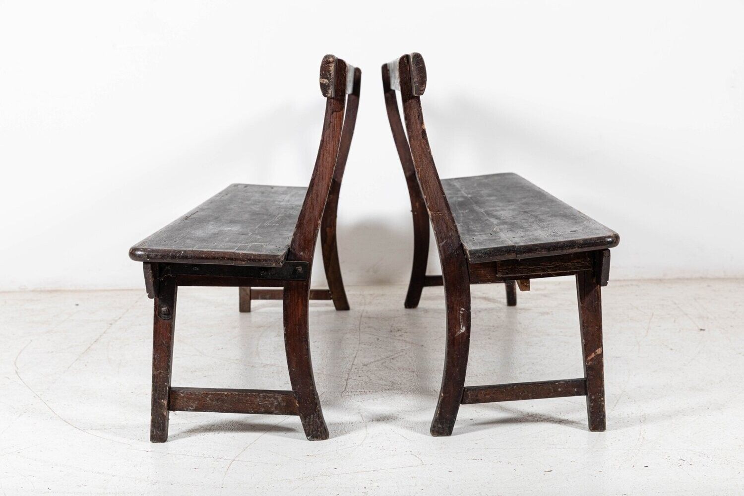 Pair 19thc English Pine Chapel Benches photo furniture