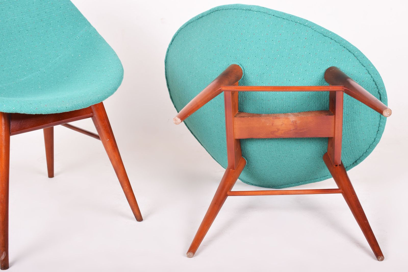 Pair Of Blue Mid Century Chairs, Made In 1960s Czechia. Fully Restored. Navrátil photo Furniture