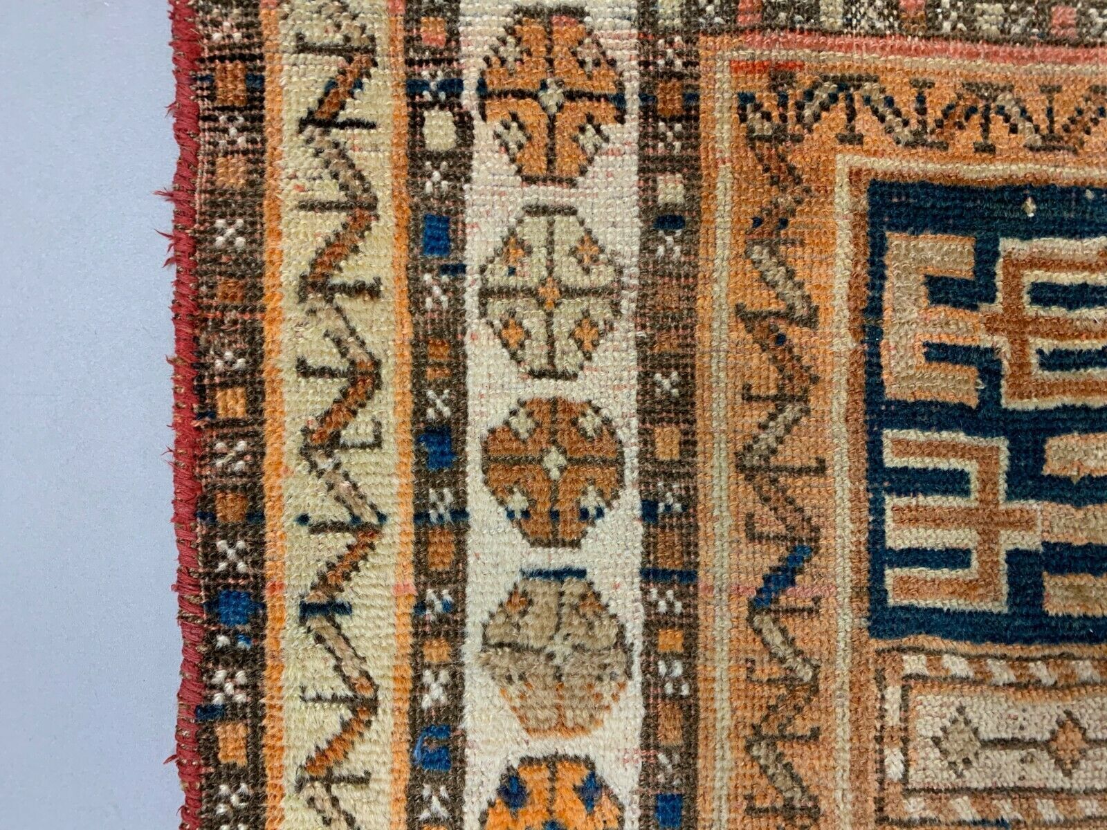 Antique Dagestan Kazak Rug 124x114 Cm Caucasian, Gold, Blue, Rust Square Mediu photo vinterior