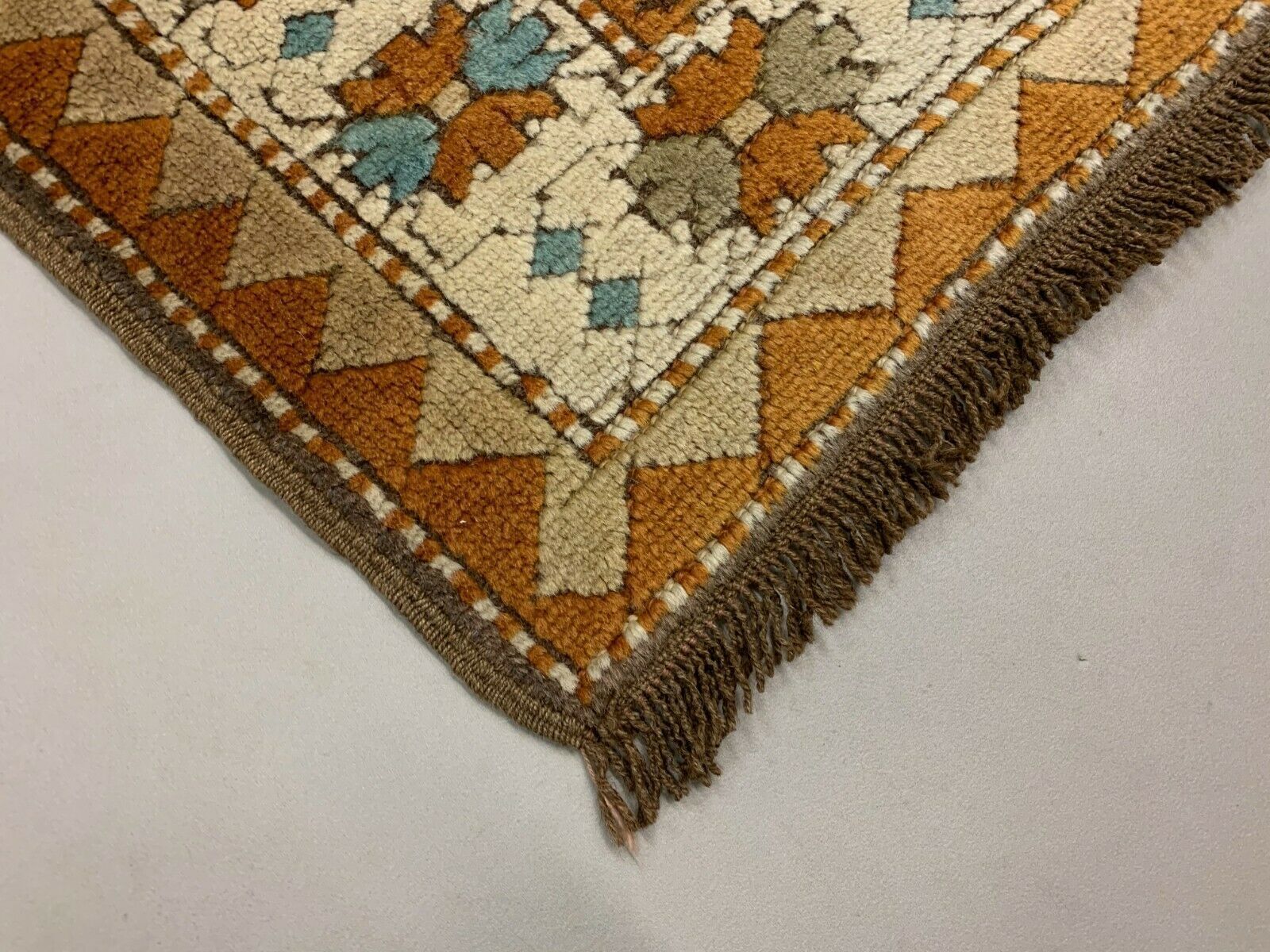 Old Turkish Rug 158x125 Cm Vintage Oriental Rare Carpet Blue Brown Beige photo Textiles