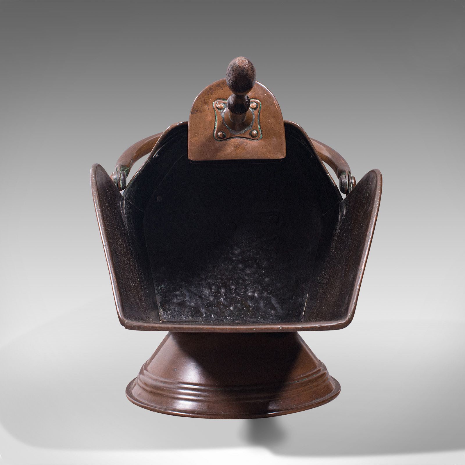 photo furniture Antique Coal Scuttle, English, Copper, Fireside Bucket, Scoop, C.1880