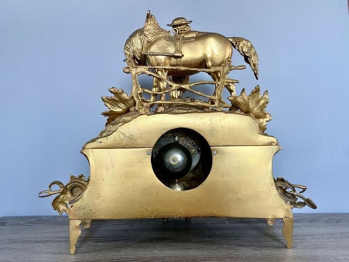 Henry Marc Paris, Gilt Bronze Mantel Clock With Ad Mougin Movement photo vintage
