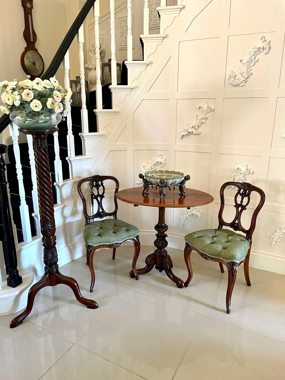 Fine Quality Antique Victorian Set Of Four French Carved Walnut Side Chairs photo furniture