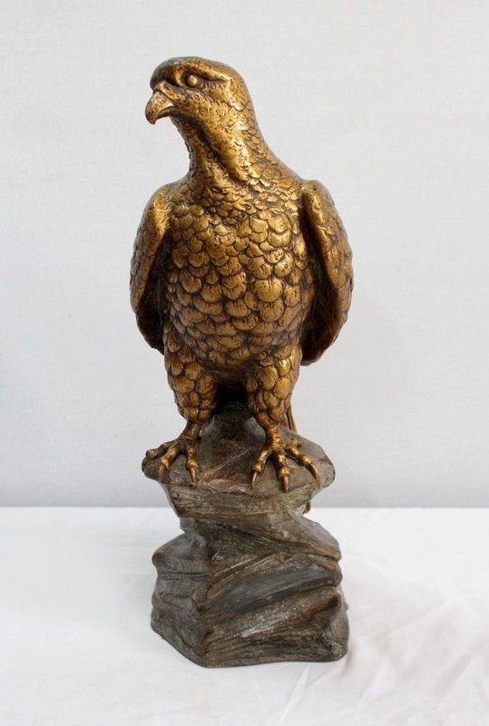 Plaster Sculpture Of A Raptor On His Rock, After P. Balestra   Early 20th Century
