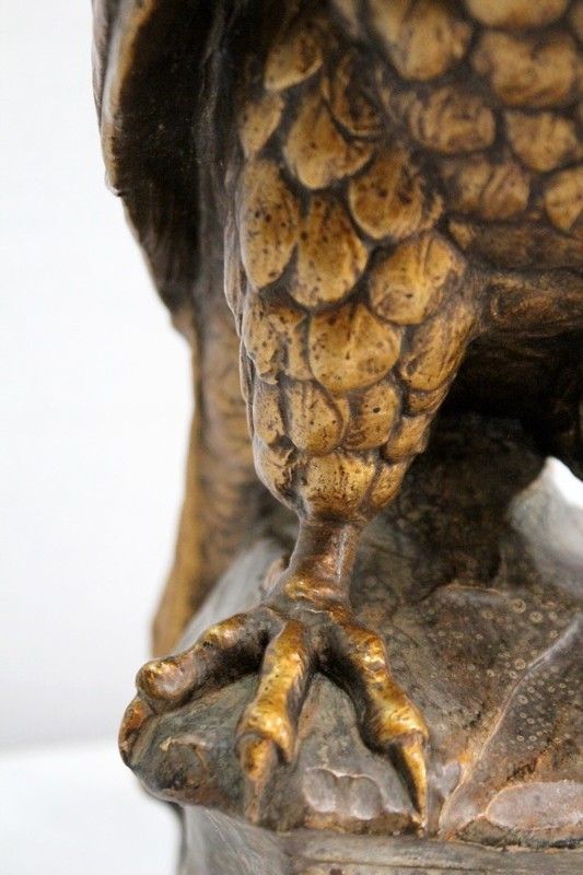 Plaster Sculpture Of A Raptor On His Rock, After P. Balestra   Early 20th Century photo buy
