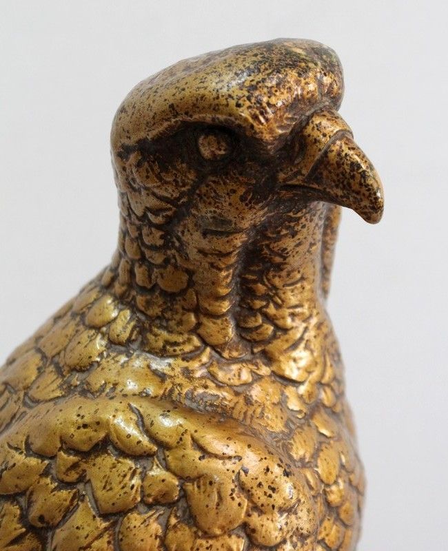 Art Plaster Sculpture Of A Raptor On His Rock, After P. Balestra   Early 20th Century photo
