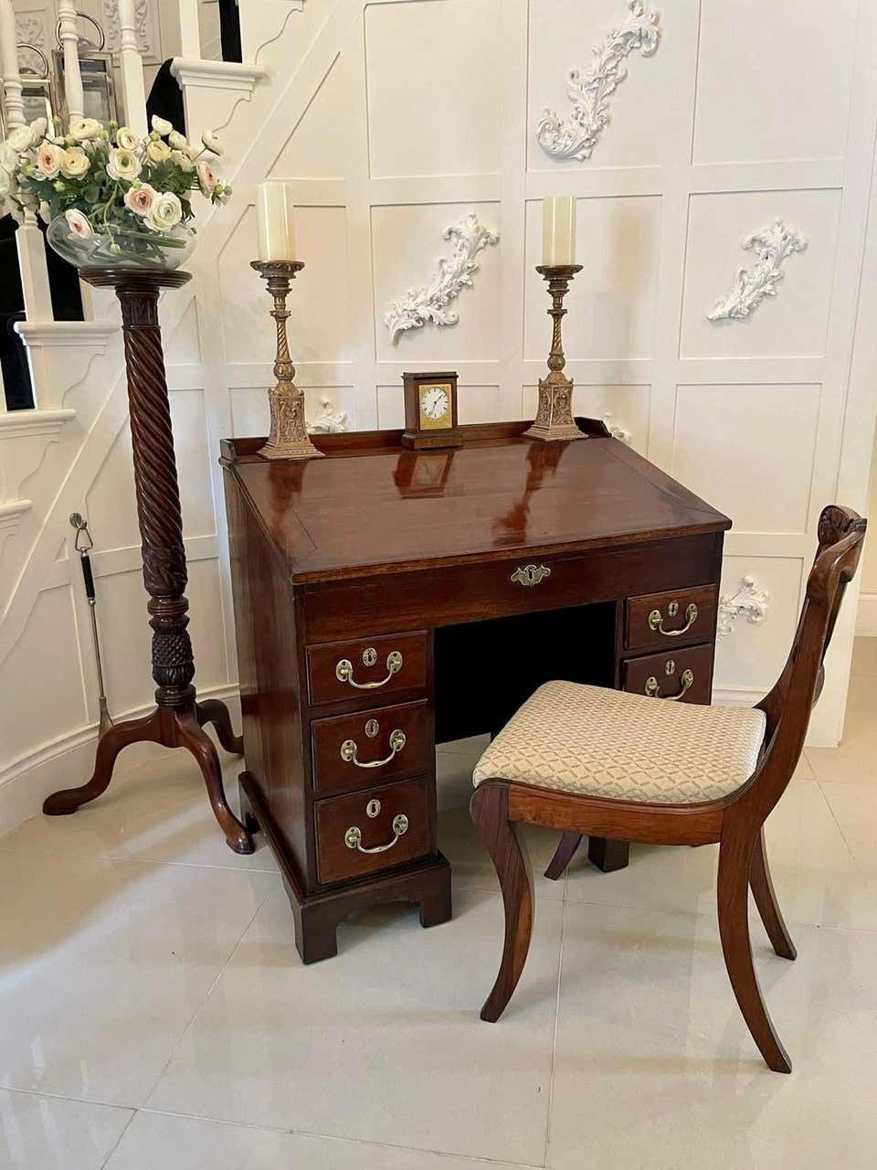 Unusual Antique George Lii Mahogany And Oak Desk