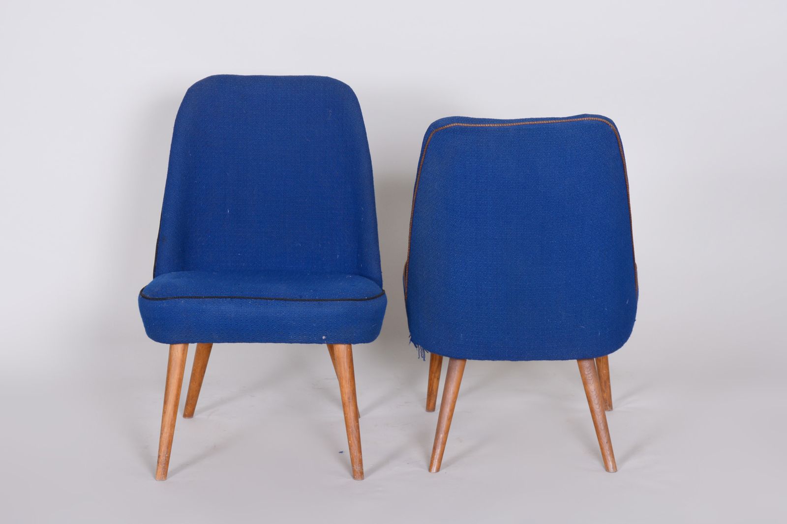Set Of 2 Blue Mid Century Armchairs, Made In 1950s Czechia. Ash, Original. photo furniture