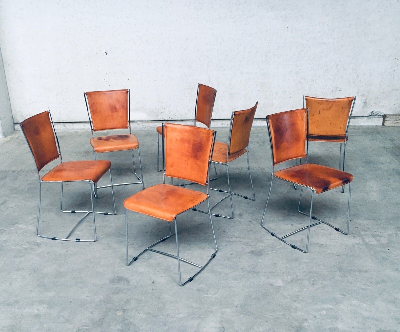 Postmodern Italian Design Leather Dining Chair Set By Segis, Italy 1990's photo Furniture