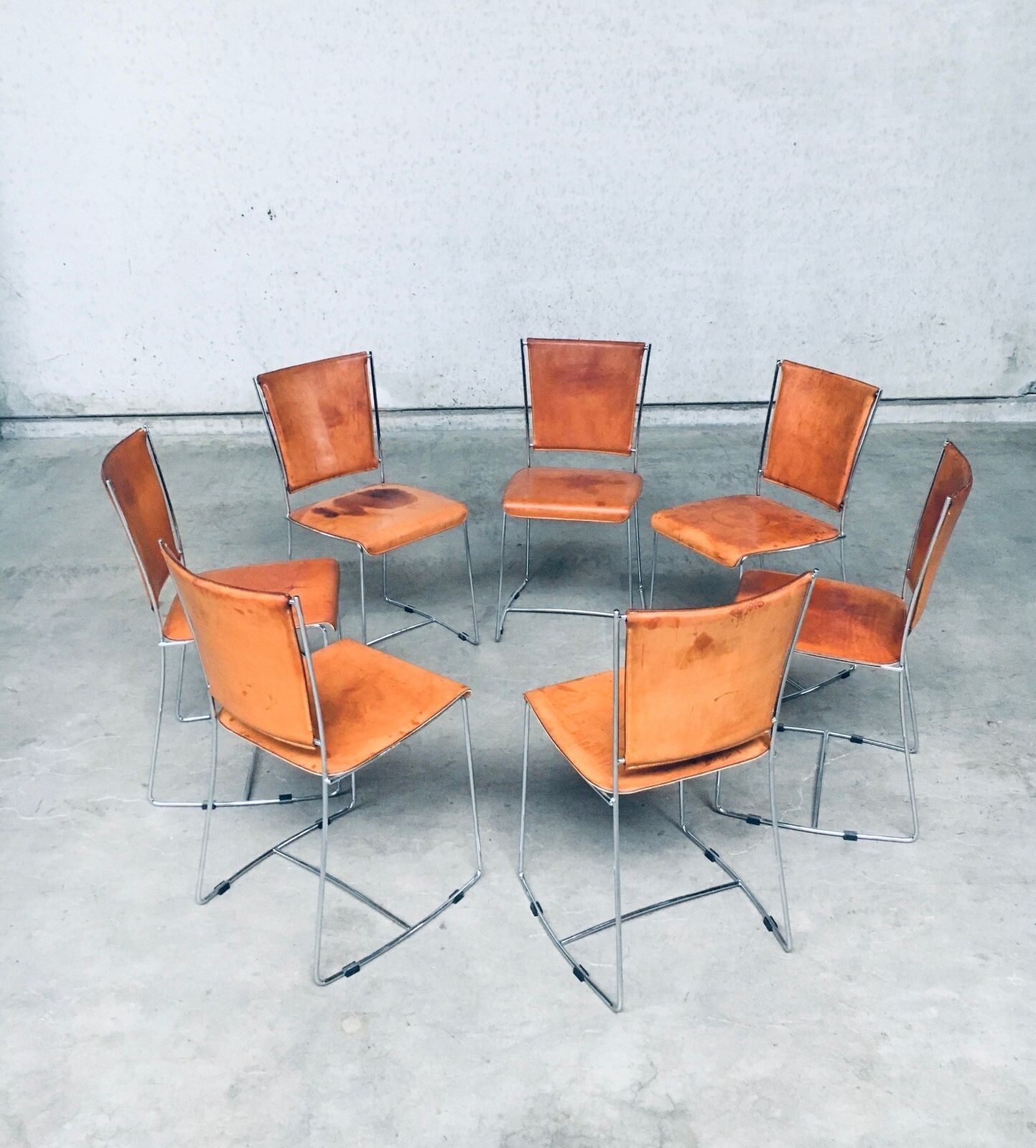 Postmodern Italian Design Leather Dining Chair Set By Segis, Italy 1990's photo 2976.0