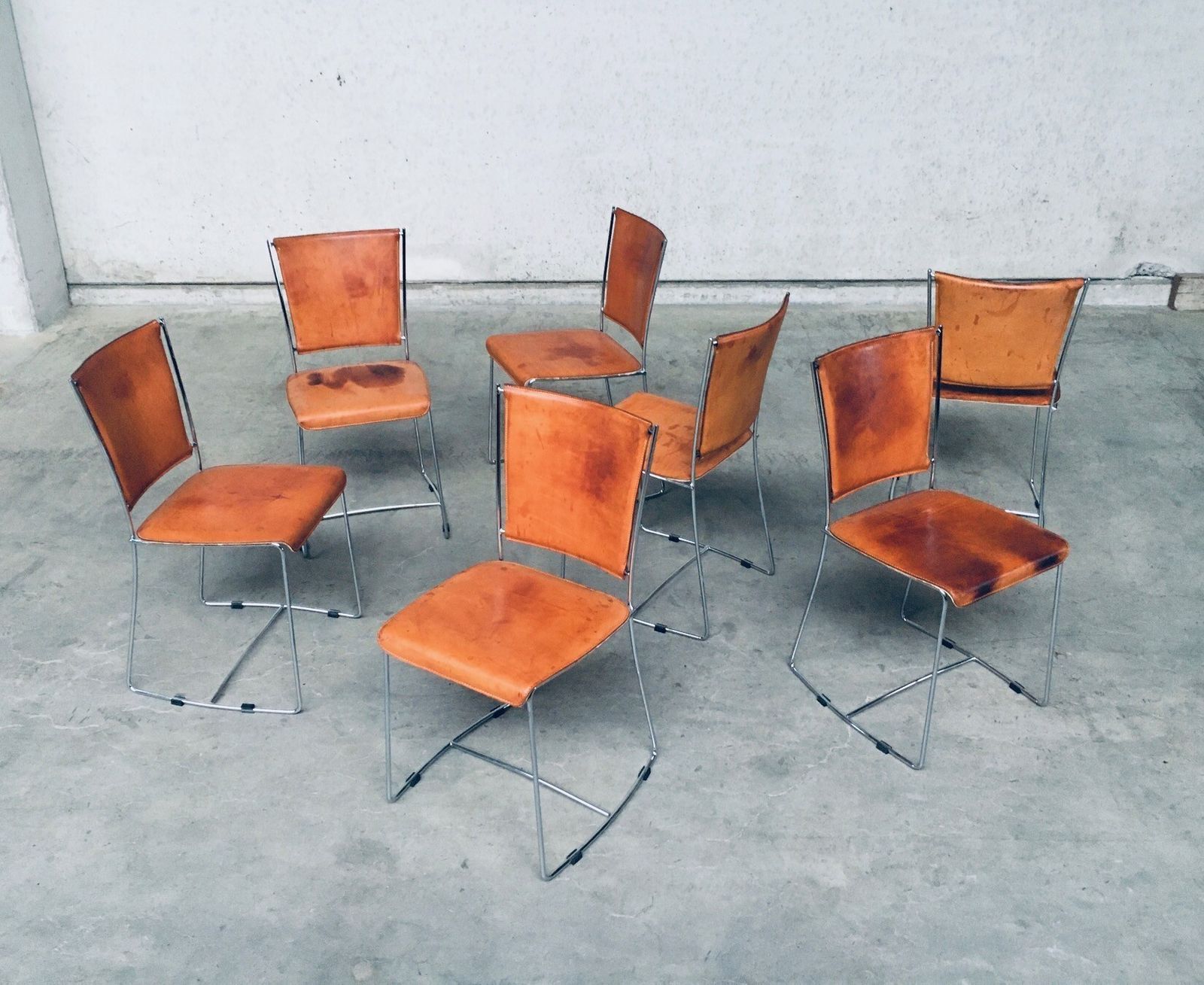 Postmodern Italian Design Leather Dining Chair Set By Segis, Italy 1990's photo buy