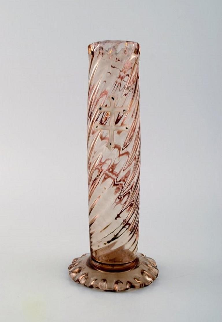 Early Emile Gallé Vase In Clear Frosted Art Glass With Thistle Pattern photo for sale
